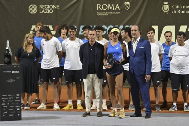TENNIS - Internazionali di Tennis - Women s Singles WTA, Tennis Damen 125 ATV Tennis Open Petra Marcinko (CRO) during the award ceremony of final match of tournament against Oksana Selekhmeteva - Women s singles tournament of WTA 125 ATV Bancomat Tennis Open at Circolo Antico Tiro a Volo on July 20, 2025 in Rome, Italy Rome Italy  Copyright: xIPAxSport ABACAx