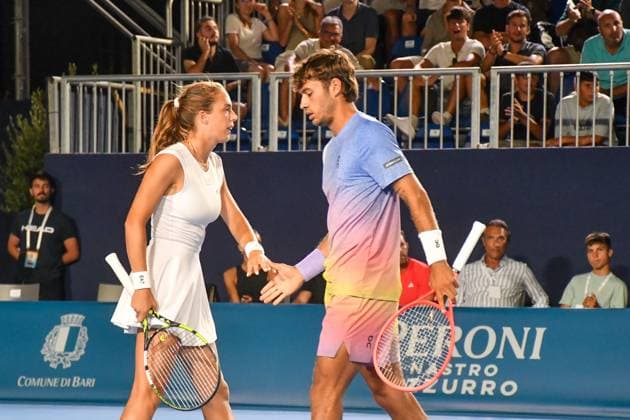 Lucia Bronzetti and Flavio Cobolli of Italy during the Finals of Hopman Cup at Bari Fiera del Levante on July 20, 2025 in Bari, Italy  Copyright: xAndreaxRosito IPAxSportx xipa-agency.netx xx IPA_60656853 IPA_Agency_IPA60656853