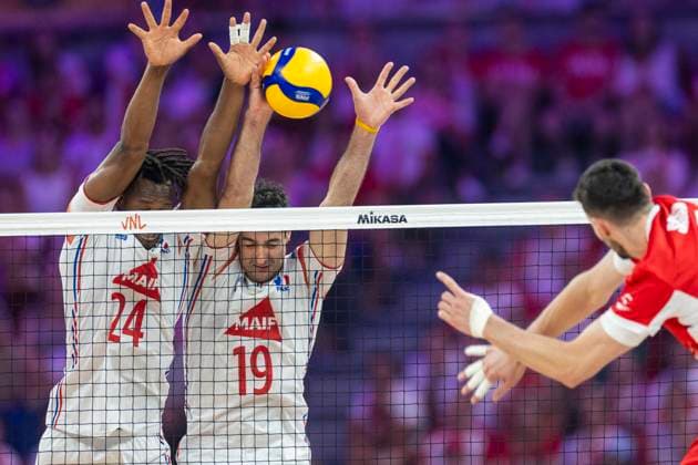 Men s Volleyball Nations League 2025 Mousse Gueye, Yacine Louati during Men s Volleyball Nations League 2025 match between France and Poland in Gdansk, Poland on July 20, 2025. Gdansk Poland  Copyright: xAndrzejxIwanczukx originalFilename:iwanczuk-mensvoll250720_npLwS.jpg
