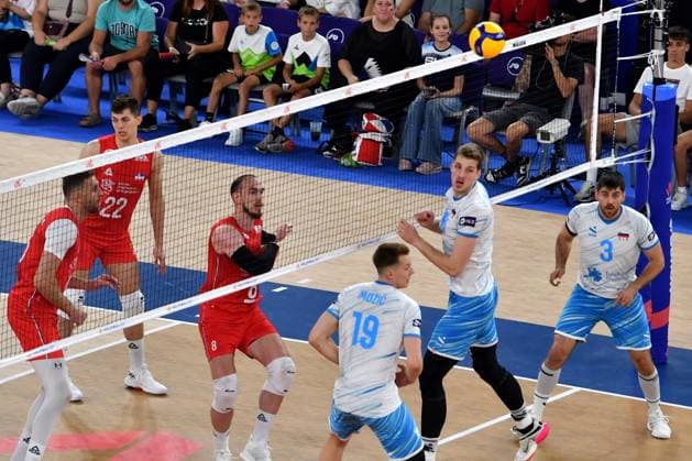 Ljubljana, Slovenia, 20th July 2024: Team Slovenia in action against Team Serbia during the IVNL Volleyball Nations League, Week 3 match, between Serbia and Slovenia at Arena Stozice, Ljubljana, Slovenia. (Natasa Kupljenik SPP) Copyright: xNatasaxKupljenikx xSPPx SPP_1025939