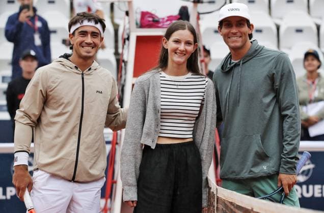 TENNIS - ATP, Tennis Herren Generali Open 2025 KITZBUEHEL,AUSTRIA,21.JUL.25 - TENNIS - ATP World Tour, Generali Open. Image shows Francisco Comesana (ARG) and Tristan Boyer (USA).  GEPAxpictures xMatthiasxHauer