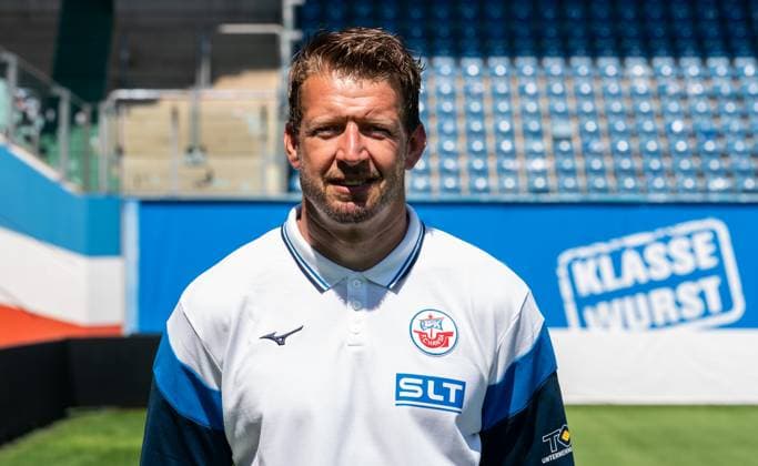 Dirk Orlishausen, FC Hansa Rostock, 3 Liga, soccer, portrait appointment 2025 2026 Goalkeeping coach Dirk Orlishausen FC Hansa Rostock at the portrait photo session in the Ostseestadion Rostock Ostseestadion Mecklenburg-Vorpommern Germany