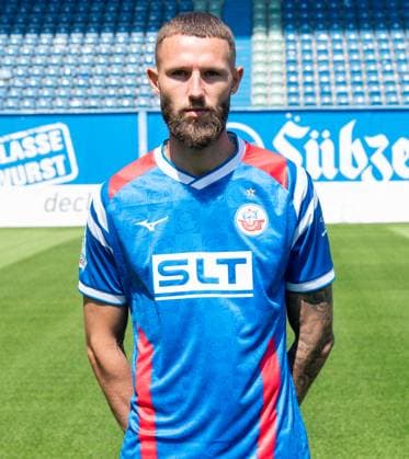 Dominik Lanius, FC Hansa Rostock, 3 Liga, soccer, portrait appointment 2025 2026 Dominik Lanius FC Hansa Rostock at the portrait photo session in the Ostseestadion Rostock Ostseestadion Mecklenburg Vorpommern Germany