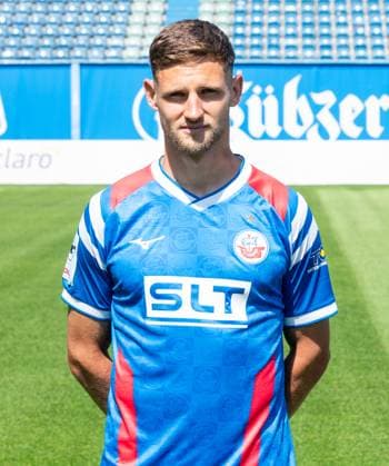 Markus Schuster, FC Hansa Rostock, 3 Liga, soccer, portrait appointment 2025 2026 Markus Schuster FC Hansa Rostock at the portrait photo session in the Ostseestadion Rostock Ostseestadion Mecklenburg-Vorpommern Germany