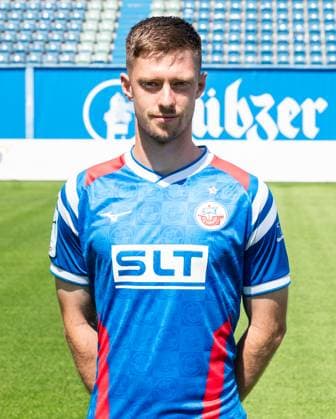 Jonas Dirkner, FC Hansa Rostock, 3 Liga, soccer, portrait appointment 2025 2026 Jonas Dirkner FC Hansa Rostock at the portrait photo session in the Ostseestadion Rostock Ostseestadion Mecklenburg Vorpommern Germany