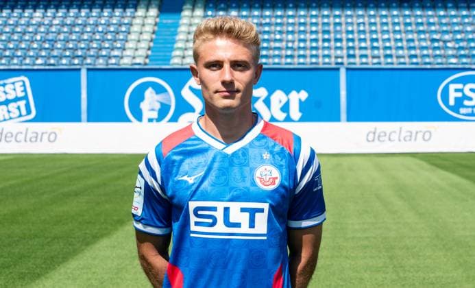 Cedric Harenbrock, FC Hansa Rostock, 3 Liga, soccer, portrait appointment 2025 2026 Cedric Harenbrock FC Hansa Rostock at the portrait photo session in the Ostseestadion Rostock Ostseestadion Mecklenburg Vorpommern Germany