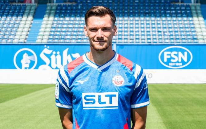 Paul Stock, FC Hansa Rostock, 3 Liga, soccer, portrait appointment 2025 2026 Paul Stock FC Hansa Rostock at the portrait photo session in the Ostseestadion Rostock Ostseestadion Mecklenburg Vorpommern Germany