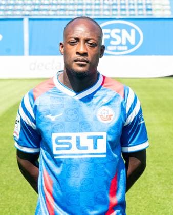 Christian Kinsombi, FC Hansa Rostock, 3 Liga, soccer, portrait appointment 2025 2026 Christian Kinsombi FC Hansa Rostock at the portrait photo session in the Ostseestadion Rostock Ostseestadion Mecklenburg-Vorpommern Germany