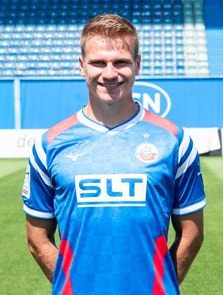 Florian Carstens, FC Hansa Rostock, 3 Liga, soccer, portrait appointment 2025 2026 Florian Carstens FC Hansa Rostock at the portrait photo session in the Ostseestadion Rostock Ostseestadion Mecklenburg Vorpommern Germany
