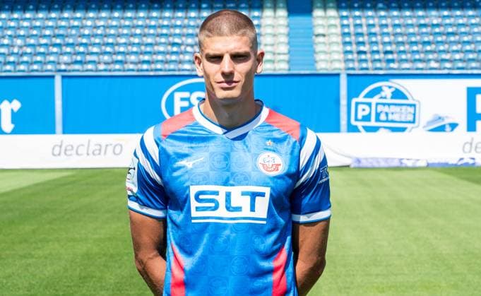 Jan Mejdr, FC Hansa Rostock, 3 Liga, Football, portrait appointment 2025 2026 Jan Mejdr FC Hansa Rostock at the portrait photo session in the Ostseestadion Rostock Ostseestadion Mecklenburg Vorpommern Germany