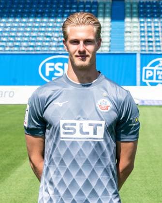 Max Hagemoser, FC Hansa Rostock, 3 Liga, soccer, portrait date 2025 2026 Goalkeeper Max Hagemoser FC Hansa Rostock at the portrait photo session in the Ostseestadion Rostock Ostseestadion Mecklenburg Vorpommern Germany