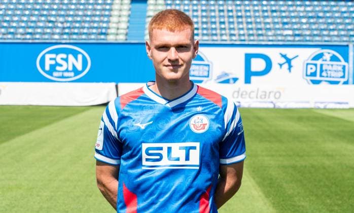 David Hummel, FC Hansa Rostock, 3 Liga, soccer, portrait appointment 2025 2026 David Hummel FC Hansa Rostock at the portrait photo session in the Ostseestadion Rostock Ostseestadion Mecklenburg Vorpommern Germany