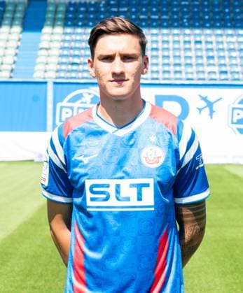 Lukas Wallner, FC Hansa Rostock, 3 Liga, soccer, portrait appointment 2025 2026 Lukas Wallner FC Hansa Rostock at the portrait photo session in the Ostseestadion Rostock Ostseestadion Mecklenburg Vorpommern Germany