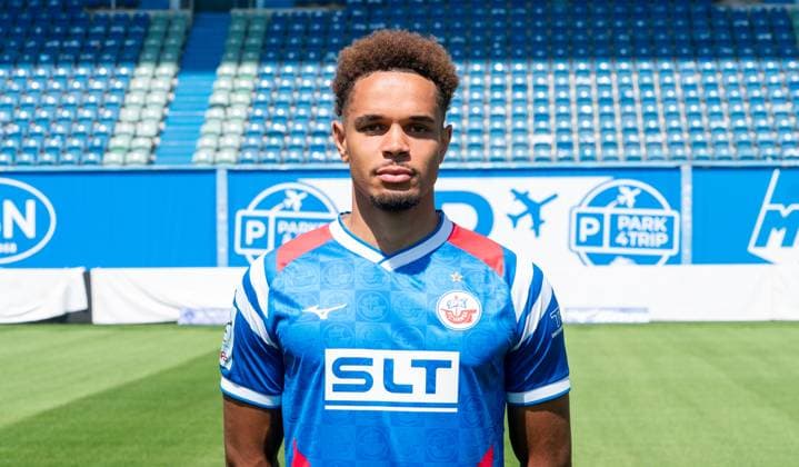 Dario Gebuhr, FC Hansa Rostock, 3 Liga, Football, portrait appointment 2025 2026 Dario Gebuhr FC Hansa Rostock at the portrait photo session in the Ostseestadion Rostock Ostseestadion Mecklenburg Vorpommern Germany