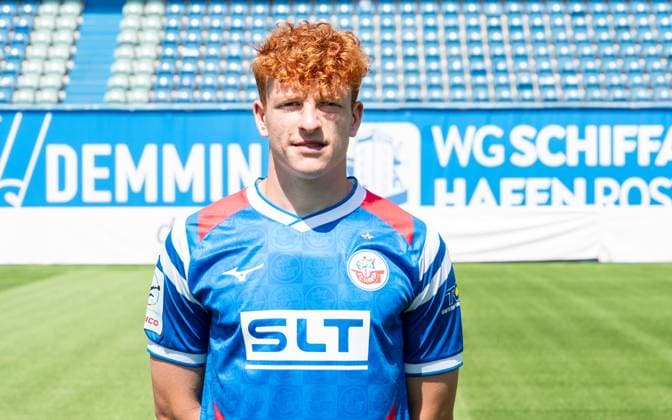 Tim Krohn, FC Hansa Rostock, 3 Liga, soccer, portrait appointment 2025 2026 Tim Krohn FC Hansa Rostock at the portrait photo session in the Ostseestadion Rostock Ostseestadion Mecklenburg Vorpommern Germany