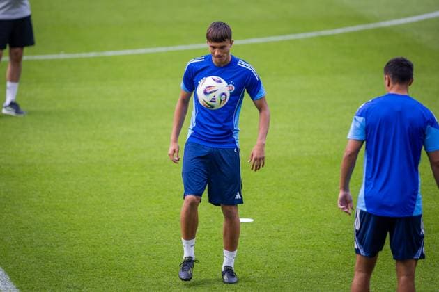 SLOVAN BRATISLAVA - ZRINJSKI MOSTAR Eduard Kozyk of Slovan during team training ahead of second qualifying round of UEFA Champions League football match between SK Slovan Bratislava and HSK Zrinjski Mostar. Bratislava, Slovakia, July 21, 2025. Copyright: xx 080A4205