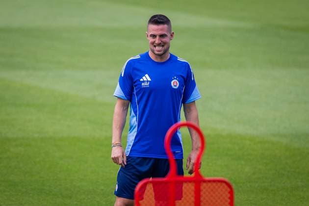 SLOVAN BRATISLAVA - ZRINJSKI MOSTAR Robert Mak of Slovan during team training ahead of second qualifying round of UEFA Champions League football match between SK Slovan Bratislava and HSK Zrinjski Mostar. Bratislava, Slovakia, July 21, 2025. Copyright: xx 080A4360