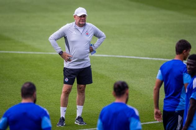 SLOVAN BRATISLAVA - ZRINJSKI MOSTAR Head coach of Slovan Vladimir Weiss sr during team training ahead of second qualifying round of UEFA Champions League football match between SK Slovan Bratislava and HSK Zrinjski Mostar. Bratislava, Slovakia, July 21, 2025. Copyright: xx 080A4405