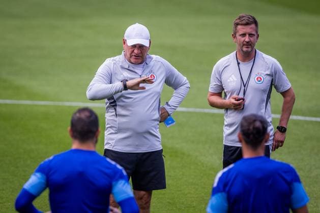 SLOVAN BRATISLAVA - ZRINJSKI MOSTAR Head coach of Slovan Vladimir Weiss sr during team training ahead of second qualifying round of UEFA Champions League football match between SK Slovan Bratislava and HSK Zrinjski Mostar. Bratislava, Slovakia, July 21, 2025. Copyright: xx 080A4430