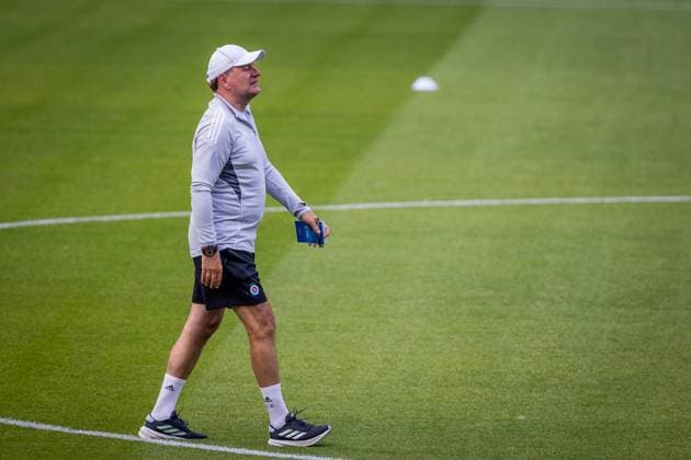SLOVAN BRATISLAVA - ZRINJSKI MOSTAR Head coach of Slovan Vladimir Weiss sr during team training ahead of second qualifying round of UEFA Champions League football match between SK Slovan Bratislava and HSK Zrinjski Mostar. Bratislava, Slovakia, July 21, 2025. Copyright: xx 080A4514