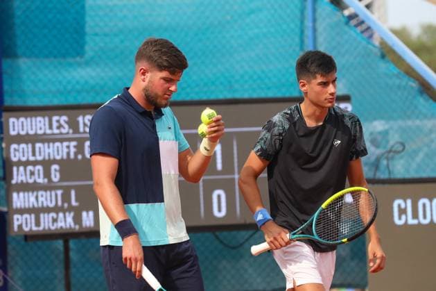 Umag, Croatia, 210725. 35th Plava Laguna Croatia Open Umag. Round of 16 doubles match, Luka Mikrut and Mili Poljicak - George Goldhoff and Gregorie Jacq. Photo: Goran Sebelic CROPIX Copyright: xxGoranxSebelicx mirkut_poljicak02-210725