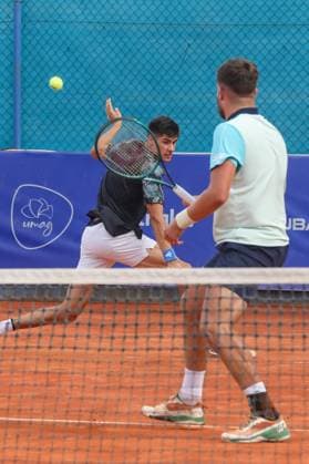 Umag, Croatia, 210725. 35th Plava Laguna Croatia Open Umag. Round of 16 doubles match, Luka Mikrut and Mili Poljicak - George Goldhoff and Gregorie Jacq. Photo: Goran Sebelic CROPIX Copyright: xxGoranxSebelicx mirkut_poljicak16-210725