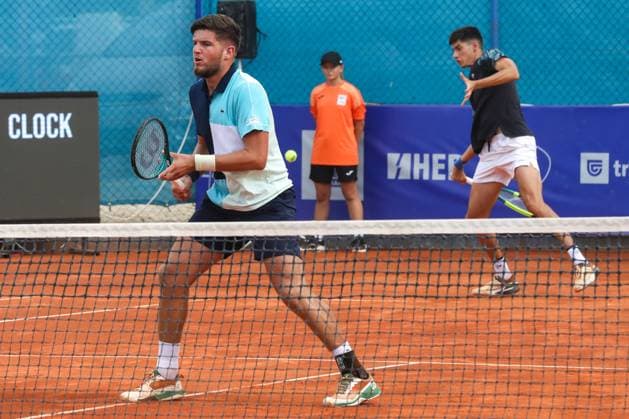 Umag, Croatia, 210725. 35th Plava Laguna Croatia Open Umag. Round of 16 doubles match, Luka Mikrut and Mili Poljicak - George Goldhoff and Gregorie Jacq. Photo: Goran Sebelic CROPIX Copyright: xxGoranxSebelicx mirkut_poljicak19-210725