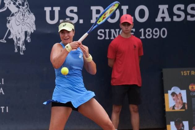 Lola Radivojevic in action against Kaitlin Quevedo during the 36th Palermo Ladies Open at Country Time Club during 36Â° Palermo Ladies Open, International Tennis match in Palermo, Italy, July 21 2025  Copyright: xFedericoxSerra IPAxSportx xipa-agency.netx xx IPA_60700092 IPA_Agency_IPA60700092