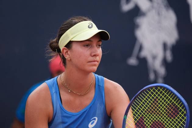Lola Radivojevic in action against Kaitlin Quevedo during the 36th Palermo Ladies Open at Country Time Club during 36Â° Palermo Ladies Open, International Tennis match in Palermo, Italy, July 21 2025  Copyright: xFedericoxSerra IPAxSportx xipa-agency.netx xx IPA_60700106 IPA_Agency_IPA60700106
