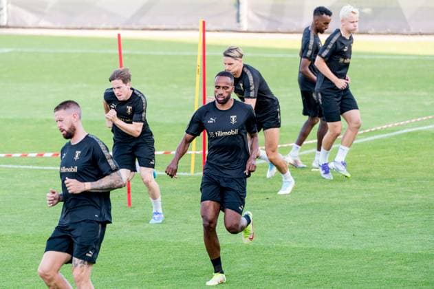 250721 Isaac Kiese Thelin during a UEFA Champions League training session with Malmö FF on July 21, 2025 in Riga Photo Christian Örnberg BILDBYRAN COP 166 CO0589 fotboll football soccer fotball uefa champions league qualifier champions league träning practice training malmö ff bbeng  Copyright: CHRISTIANxÖRNBERG BB250721CO057