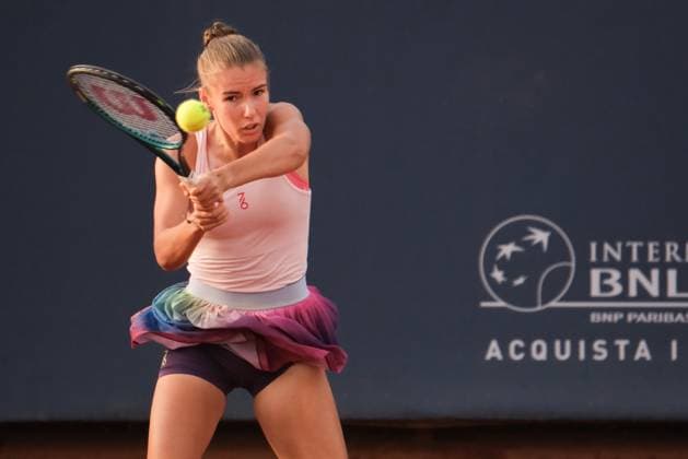 Tatiana Prozorova in action against Victoria Jimenez Kasintseva during the 36th Palermo Ladies Open at Country Time Club during 36Â° Palermo Ladies Open, International Tennis match in Palermo, Italy, July 21 2025  Copyright: xFedericoxSerra IPAxSportx xipa-agency.netx xx IPA_60703898 IPA_Agency_IPA60703898