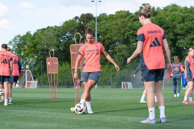 Munich, Germany, July 21st 2025: Lena Oberdorf (8 FC Bayern Munich) during Training at FC Bayern Campus, Munich, Germany. (Sven Beyrich SPP) Copyright: xSvenxBeyrich SPPx spp-en-SvBe-20250721-D4S_4650
