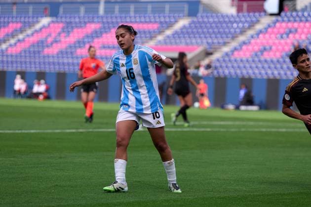 Evelyn Sofia Dominguez of Argentina reacts to a missed goal shot during the last Group A match of Copa America Feminina at Complejo Independiente del Valle on July 21, 2025 in Quito, Ecuador (Photo by Camilla Stolen Imago) Buenos Aires Ecuador Copyright: xCamillaxStolenx L1043829
