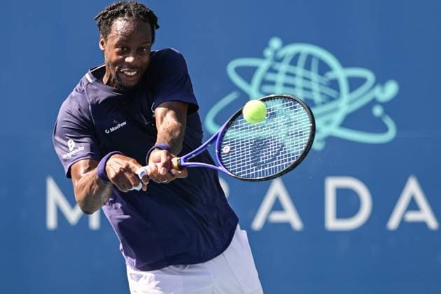 July 21, 2025, Washington, D.C, U.S: GAEL MONFILS hits a backhand during his doubles match at the Rock Creek Tennis Center. Washington U.S - ZUMAg196 20250721_zap_g196_007 Copyright: xKylexGustafsonx
