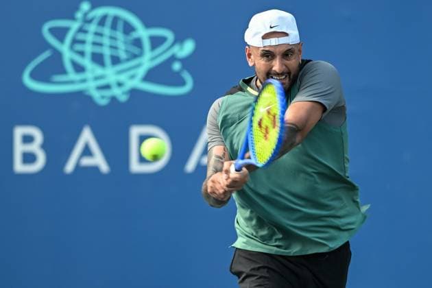 July 21, 2025, Washington, D.C, U.S: NICK KYRGIOS hits a backhand during his doubles match at the Rock Creek Tennis Center. Washington U.S - ZUMAg196 20250721_zap_g196_008 Copyright: xKylexGustafsonx