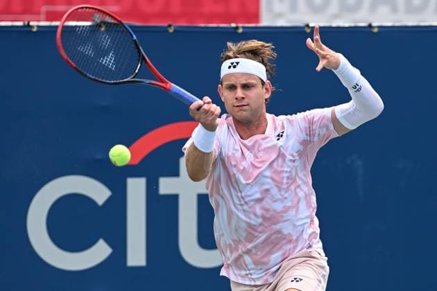 July 21, 2025, Washington, D.C, U.S: ZIZOU BERGS hits a forehand during his match against Dan Evans at the Rock Creek Tennis Center. Washington U.S - ZUMAg196 20250721_zap_g196_014 Copyright: xKylexGustafsonx