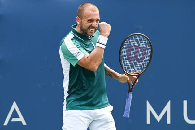 July 21, 2025, Washington, D.C, U.S: DAN EVANS reacts after winning a point during his match against Zizou Bergs at the Rock Creek Tennis Center. Washington U.S - ZUMAg196 20250721_zap_g196_016 Copyright: xKylexGustafsonx