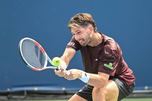 July 21, 2025, Washington, D.C, U.S: CAM NORRIE hits a backhand during his match against Billy Harris at the Rock Creek Tennis Center. Washington U.S - ZUMAg196 20250721_zap_g196_019 Copyright: xKylexGustafsonx