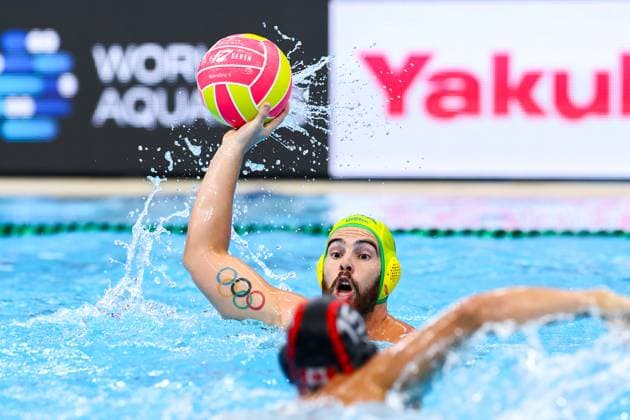 Gustavo Guimaraes of Brazil Brazil v Canada, Water polo, Wasserball Singapore 2025 World Aquatics Championships, OCBC Aquatic Centre, July 22, 2025, Singapore, Singapore.