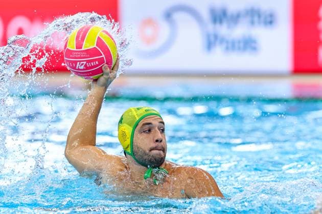 Gustavo Coutinho of Brazil Brazil v Canada, Water polo, Wasserball Singapore 2025 World Aquatics Championships, OCBC Aquatic Centre, July 22, 2025, Singapore, Singapore.
