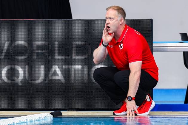 headcoach Pat Oaten of Canada Brazil v Canada, Water polo, Wasserball Singapore 2025 World Aquatics Championships, OCBC Aquatic Centre, July 22, 2025, Singapore, Singapore.