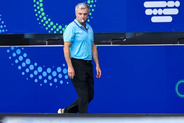 referee Nicholas Hodgers (AUS) Brazil v Canada, Water polo, Wasserball Singapore 2025 World Aquatics Championships, OCBC Aquatic Centre, July 22, 2025, Singapore, Singapore.
