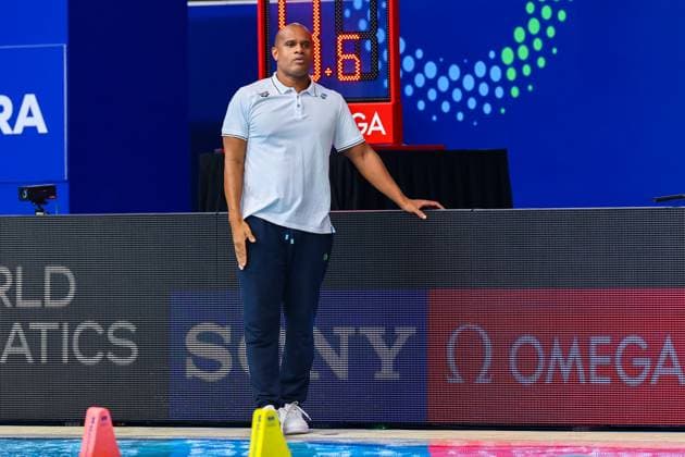 headcoach Thiago Nascimento of Brazil Brazil v Canada, Water polo, Wasserball Singapore 2025 World Aquatics Championships, OCBC Aquatic Centre, July 22, 2025, Singapore, Singapore.