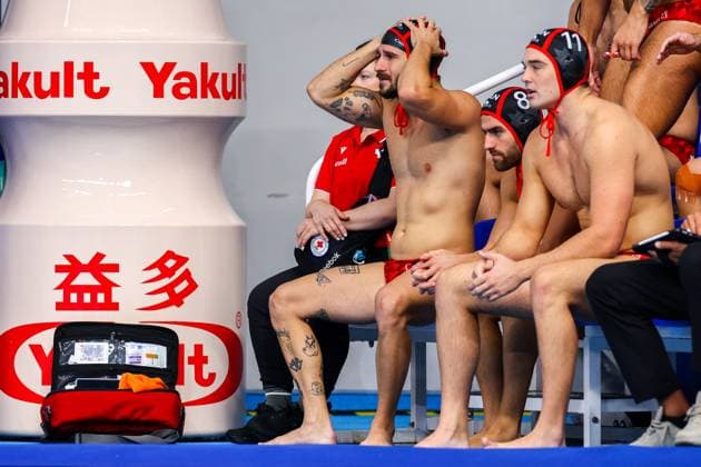 Nikolas Gerakoudis of Canada Brazil v Canada, Water polo, Wasserball Singapore 2025 World Aquatics Championships, OCBC Aquatic Centre, July 22, 2025, Singapore, Singapore.
