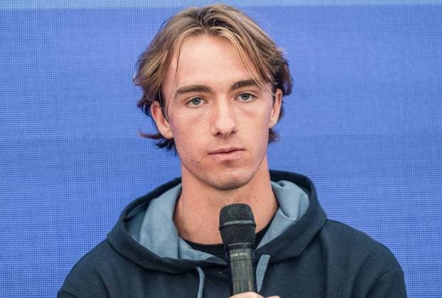 21 07 2025, Sportpark, Kitzbühel, AUT, ATP Tour, Generali Open Kitzbühel 2025, Press conference, in the picture Lukas Neumayer AUT Lukas Neumayer of Austria during a press conference of Austrian Tennis Federation ÖTV at the 2025 Generali Open Kitzbühel of the ATP Tour at the Sportpark in Kitzbühel, Austria on 2025 07 21 Expa Kitzbühel  EP_ade