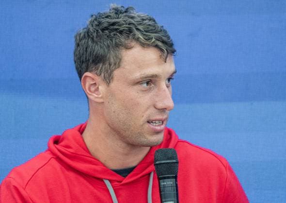 21 07 2025, Sportpark, Kitzbühel, AUT, ATP Tour, Generali Open Kitzbühel 2025, Press conference, in the picture Filip Misolic AUT Filip Misolic of Austria during a press conference of Austrian Tennis Federation ÖTV at the 2025 Generali Open Kitzbühel of the ATP Tour at the Sportpark in Kitzbühel, Austria on 2025 07 21 Expa Kitzbühel  EP_ade