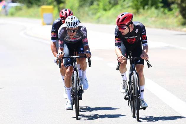 Tour de France 2025 Stage 16 MONT-VENTOUX, FRANCE - JULY 22 : Hirschi Marc (SUI) of Tudor Pro Cycling Team, Haller Marco (AUT) of Tudor Pro Cycling Team, Meurisse Xandro (BEL) of Alpecin - Deceuninck during stage 16 of the 112th edition of Tour de France an UCI World Tour 2.UWT cycling road race stage for Men Elite of 172 km with start in Montpellier and finish in Mont-Ventoux on July 22, 2025 in Mont-Ventoux, France, 22 07 2025 ( Motordriver Kenny Verfaillie - Mont-Ventoux France  Copyright: xVincentxKalutx