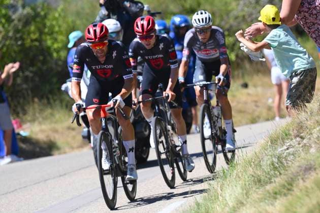 Tour de France 2025 Stage 16 MONT-VENTOUX, FRANCE - JULY 22 : Haller Marco (AUT) of Tudor Pro Cycling Team, Hirschi Marc (SUI) of Tudor Pro Cycling Team, Meurisse Xandro (BEL) of Alpecin - Deceuninck during stage 16 of the 112th edition of Tour de France an UCI World Tour 2.UWT cycling road race stage for Men Elite of 172 km with start in Montpellier and finish in Mont-Ventoux on July 22, 2025 in Mont-Ventoux, France, 22 07 2025 ( Motordriver Kenny Verfaillie - Mont-Ventoux France  Copyright: xVincentxKalutx