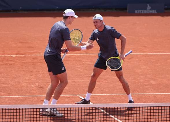 Jakob Schnaitter upside down cap , Mark Wallner, Men doubles, Men s Doubles Tennis Generali Open Kitzbuehel 2025 ATP 250 Kitzbuehler Tennis Club Kitzbuehel Tirol Austria 22 July 2025 Jakob Schnaitter upside down cap , Mark Wallner Tennis Generali Open Kitzbuehel 2025 ATP 250 Kitzbuehler Tennis Club Kitzbuehel Tirol Austria 22 July 2025 Copyright: xJuergenxHasenkopfx