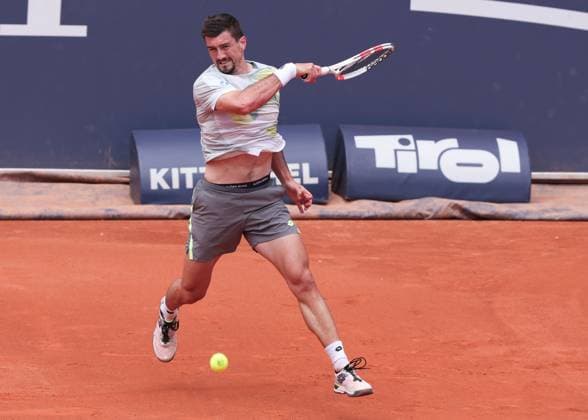 Sebastian Ofner AUT , Men Singles, Men s Singles Tennis Generali Open Kitzbuehel 2025 ATP 250 Kitzbuehler Tennis Club Kitzbuehel Tirol Austria 22 July 2025 Copyright: xJuergenxHasenkopfx